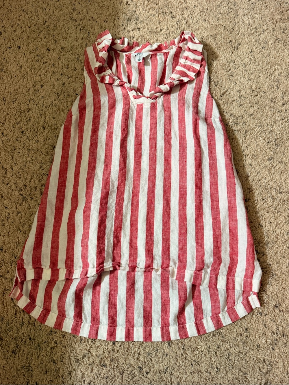 crown & ivy Red and White Striped Ruffle Tank